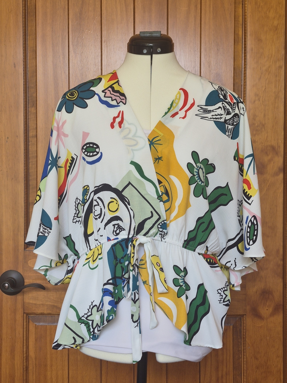 Sweet Rain White Abstract Floral Blouse with Multi-Color Print